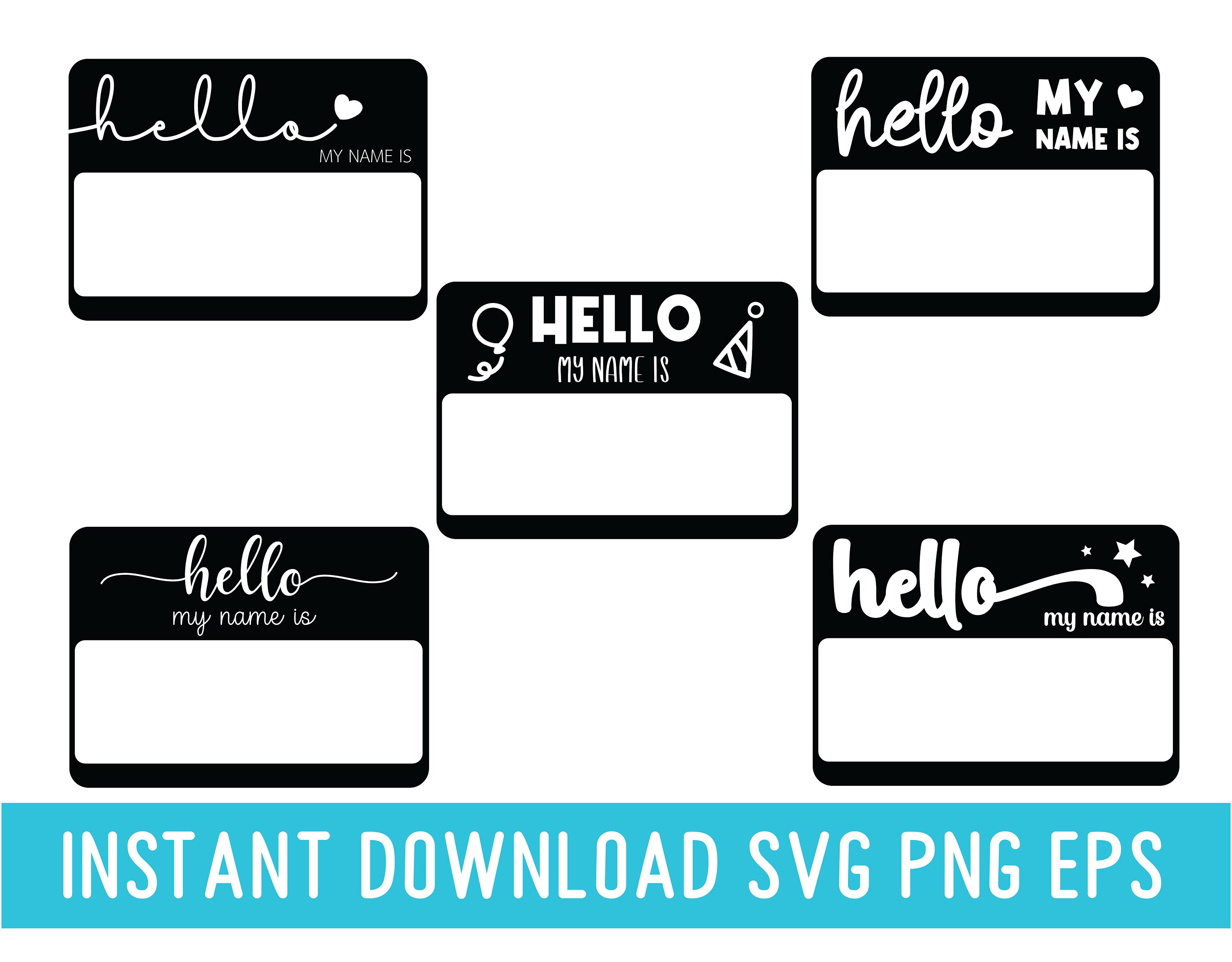 Bundle Baby Name Tag SVG 5 designs Bundle Hello My Name Is Etsy