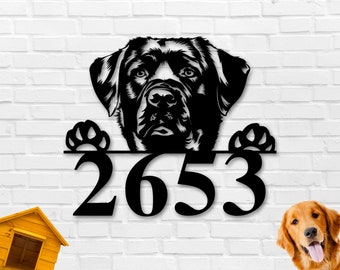 White Dog Full Colour UV Printed Metal House Plaque