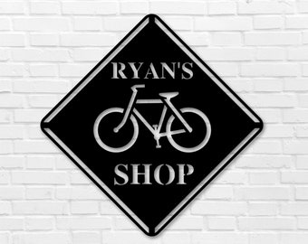 Black Friday, Cyber Monday Sale, Bike Shop Metal Sign, Custom Bicycle Garage Sign, Personalized Cyclist Gif, Bicycle Metal Wall Art, For Dad
