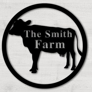 Cow Farm Metal Sign, Custom Cow Sign, Personalized Cow Barn Sign, Cow Metal Wall Art, Dairy Farmer Gift, Farmhouse Decor, Cow Ranch Sign
