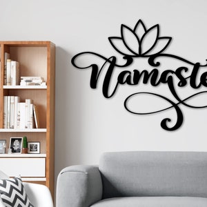 Namaste Metal wall sign, Namaste wall art, meditation wall art, Lotus Flower metal wall art, yoga studio decor, yoga decor, meditation art