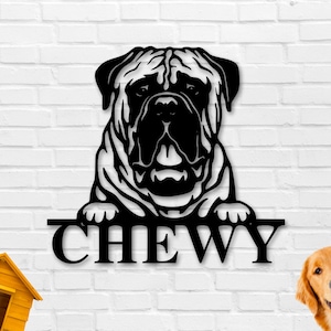 English Mastiff Dog Sign, English Mastiff Metal sign, English Mastiff Name Sign, Pet Name Sign, Dog Lover Sign, Gift for Pet Owner, Dog Sign