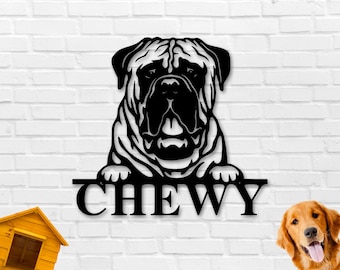 English Mastiff Dog Sign, English Mastiff Metal sign, English Mastiff Name Sign, Pet Name Sign, Dog Lover Sign, Gift for Pet Owner, Dog Sign