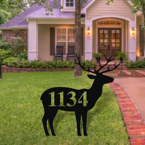 Deer Address sign, Metal Deer Sign, Deer Yard sign, Address Sign, Deer House Number Plaque, Yard Address sign, Antler Address sign, Hunter