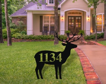 Deer Themed Custom Address Steel Yard Sign, Deer Address sign, Deer  House Number Plaque, Custom Metal Monogram, Address Plaque, Front Yard