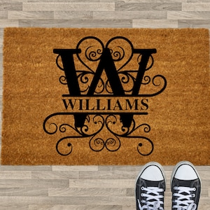 Personalized Family Name Doormat, Custom Last Name Mat, Personalized Monogram Rug, Front Porch Decor, Housewarming Gift, Custom Doormat