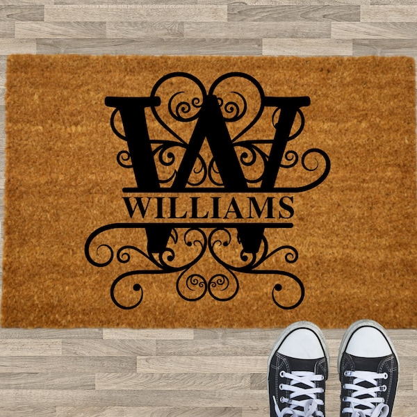 Personalized Family Name Doormat, Custom Last Name Mat, Personalized Monogram Rug, Front Porch Decor, Housewarming Gift, Custom Doormat