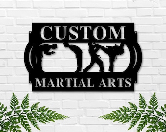 Personalized Martial Arts Sign, Metal Karate Décor, Custom Dojo Metal Sign, Martial Arts Academy Sign, Taekwondo Wall Art, Black Belt, Judo