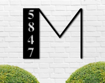 Metal Letter Address Sign, Initial Address Metal Sign, Modern Address Plaque, Custom Address Sign, Family Name Address Sign, Outdoor Sign