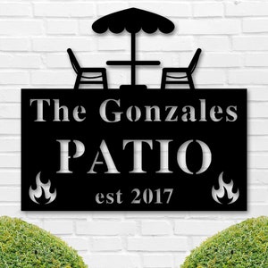 Custom Patio Metal Sign, Personalized Backyard Sign, Back Porch Firepit Sign, Outdoor BBQ Bar and Grill Sign, Welcome to Our, Patio Decor