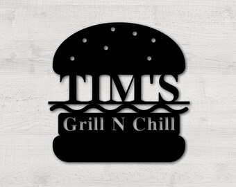 Personalized BBQ Metal Sign -Custom Name Barbecue Patio Sign Grill Outdoor Dad's BBQ Home Decor Housewarming Gift for Father- Man Cave