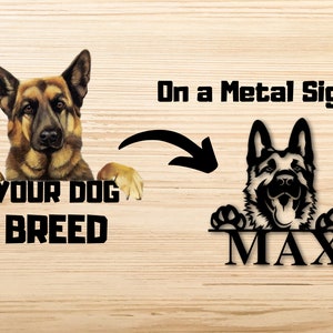 Custom Dog Breed Metal Art, Metal Dog Name Sign, Personalized Dog Sign, Custom Dog Address Sign, Dog Welcome Sign, Gift for Dog Owner