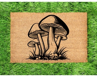 Enchanting Mushroom Wonderland Doormat: Handcrafted Welcome Mat with Whimsical Mushroom Design, Indoor/Outdoor Entryway Decor, Eco-Friendly