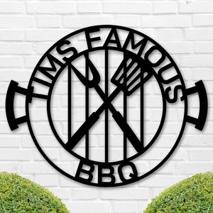 Personalized Backyard Barbecue Sign, Metal BBQ Sign, Patio Grill Sign, Personalized Name BBQ Sign, Bar and Grill Sign, Famous Grill Sign