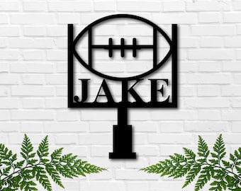 Football Name Sign, Football Metal Wall Art, Personalized Football Sign, Boys Room Decor, Kids Birthday Gift, Nursery Decor, Football Decor