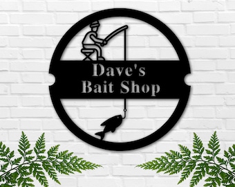Custom Fishing Sign, Bait Shop Metal Sign, Bait & Tackle Sign, Fishing Shack Decor, Father's Day Gift, Fish Camp Sign, Fishing Hole Sign