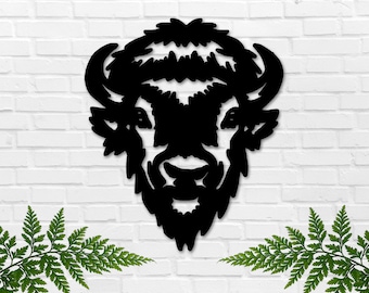 Metal Buffalo Sign, Bison Wall Art, Buffalo Decor, Bison Head, Sports Team Wall Art, Outdoor Metal Sign