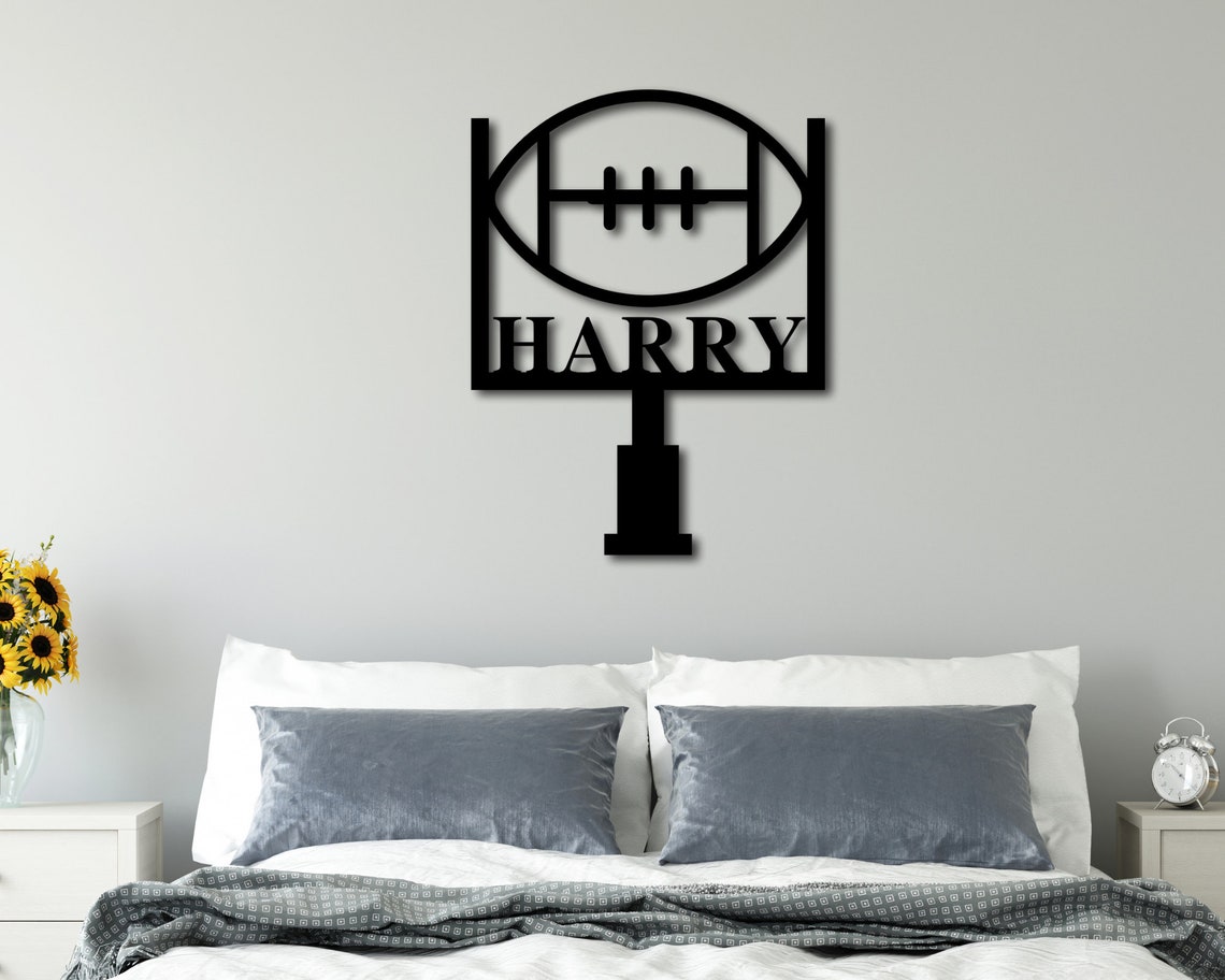 Football Metal Wall Art Metal Football Decor Football Sign Etsy