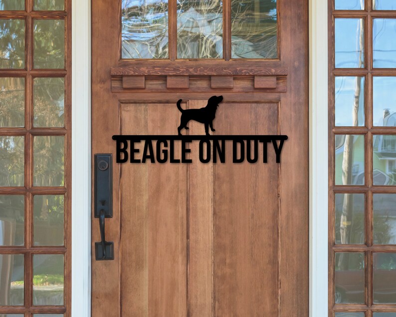 Beagle on duty, Beagle Metal sign, Dog Sign, Dog Lover Sign, Gift for Pet Owner, Dog On duty Sign, Dog Wall Art image 4