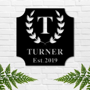 Personalized Family Name Metal Sign, Metal Established Family Sign, Housewarming Gift, Door Hanger, Wedding Gift, Metal Monogram Sign