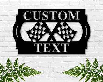 Personalized Metal Racing Sign, Custom Name Race Car Decor, Car Shop Sign, Unique Race Car Gift, Wall Art, Garage Sign, Dad Gift for Him