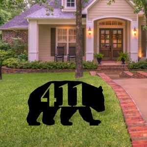 Bear Themed Custom Address Steel Yard Sign, Bear Address sign, Bear House Number Plaque, Custom Metal Monogram, Address Plaque, Front Yard