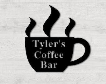 Coffee Metal Sign, Personalized Coffee Sign, Custom Coffee Bar Sign, Coffee Shop Sign, Kitchen Metal Wall Art, Cafe Wall Decor, Kitchen Sign