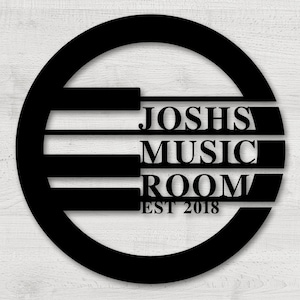 Music Room Metal Sign, Custom Music Room Sign, Music Studio Decor, Custom Piano Gift, Producer Studio, Musician Gift, Pianist, Guitarist
