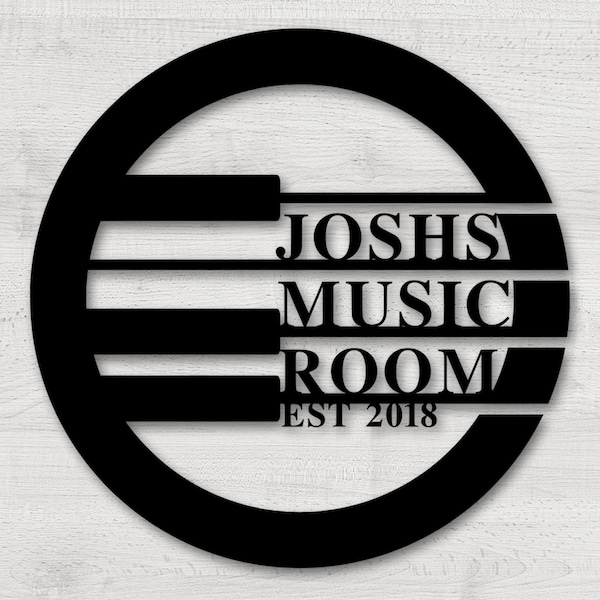 Music Room Metal Sign, Custom Music Room Sign, Music Studio Decor, Custom Piano Gift, Producer Studio, Musician Gift, Pianist, Guitarist