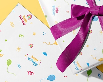 Happy Birthday Wrapping Paper Sheet | Luxury 115gsm Silk Paper Single Sheets | Novelty Funny Birthday Gift Wrap | Quirky Wrapping Paper