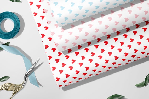Blue Hearts New Baby Boy Wrapping Paper Gift Wrap Sheet