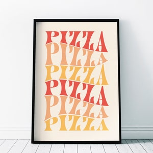 Pizza Pizza Poster | Kitchen Decor | Wall Art Home Print | Decor Gift | A3 A4 A5 A6 & Frame Sizes | Contemporary Lettering 50s Quirky Poster