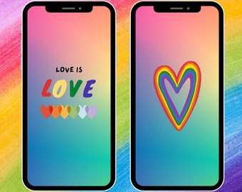 Fondo de pantalla LGBTQ+ con corazones (descarga digital)