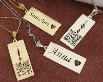 Gedenkschmuck • Gravierte QR-Code Halskette • Sprachaufnahme Geschenk • Musik Halskette • Song QR-Anhänger • Tonbotschaft • Muttertagsgeschenk