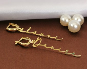 Mother's Day Gift • Mom Earring • Name Earrings • Gold Earrings • Personalized Earrings • Dangle Earrings • Silver Earrings • Dainty Earring