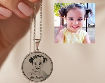 Custom Sterling Silver Photo Necklace: Engraved Portrait Keepsake