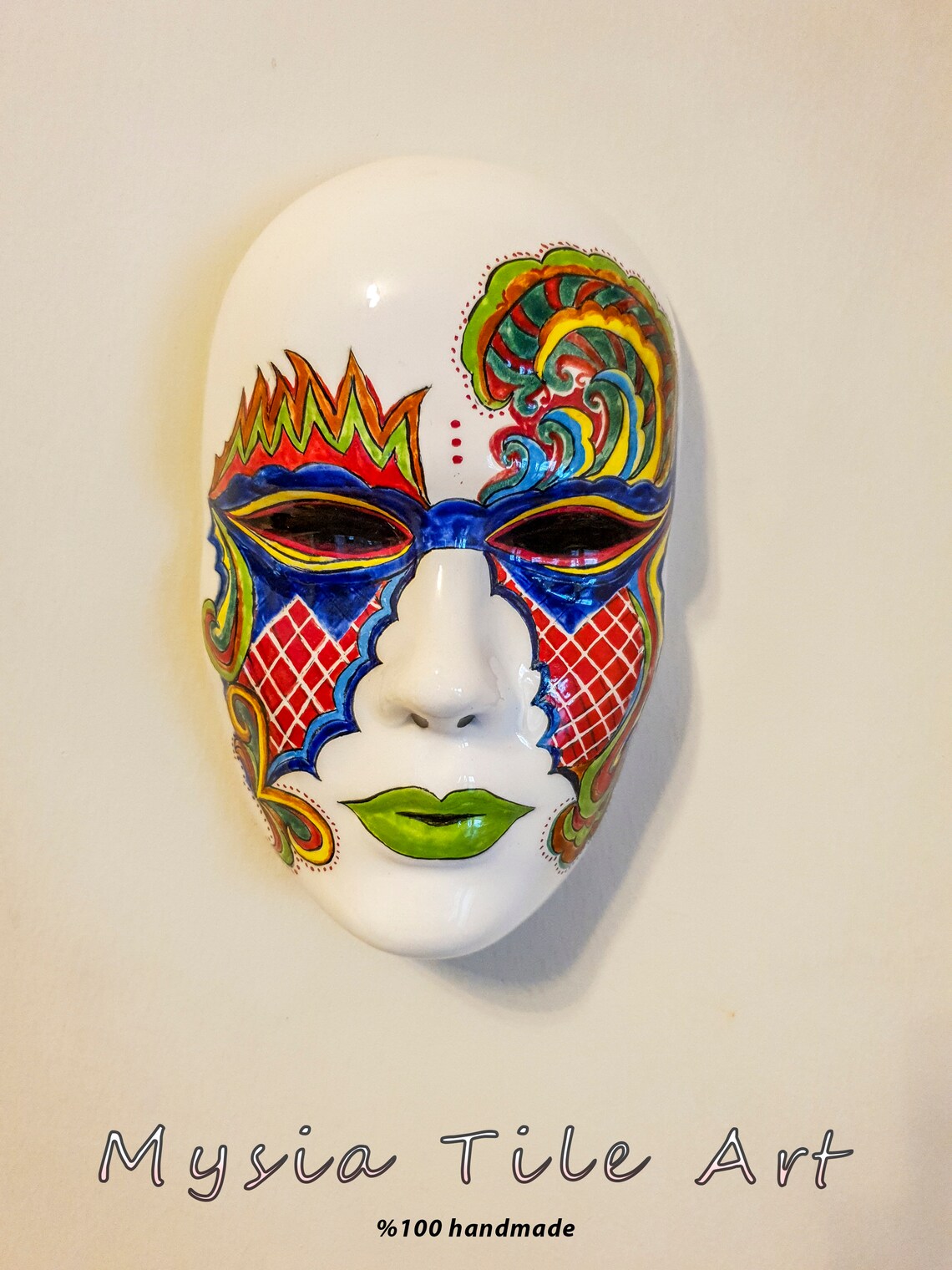 Home Décor Hand Painted Tile Mask Home Decor 100 Handmade and Etsy