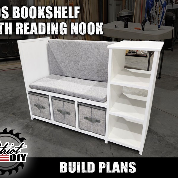 Kids Bookshelf With Reading Nook - Digital Build Plans / Woodworking Plans / DIY Baby Furniture / Toy Organization