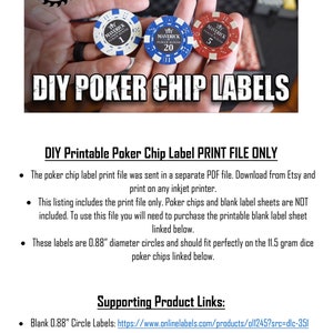 Diy Printable Poker Chip Labels PRINT FILE ONLY / 0.88 Poker Chip ...