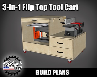 3-in-1 Flip Top Planer & Jointer Tool Cart / Woodworking / Digital Build Plans