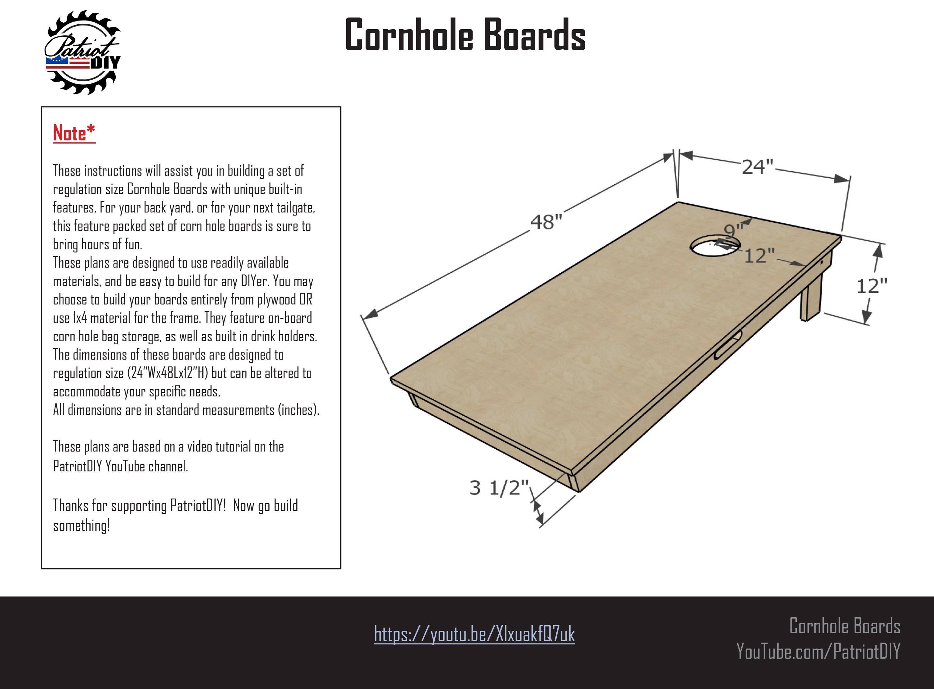 Cornhole Boards (digital Build Plans) - Bonus Features / Bag Storage ...