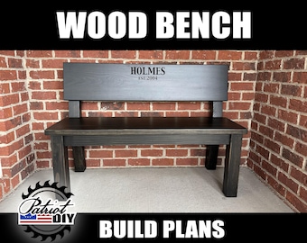 Wood Bench (Digital Build Plans) - Woodworking / Heavy Duty Outdoor Patio Bench