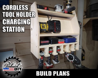 Drill Charging Station - DIGITAL BUILD PLANS / French Cleat Tool Holder / Cordless Tools / Tool Organizer