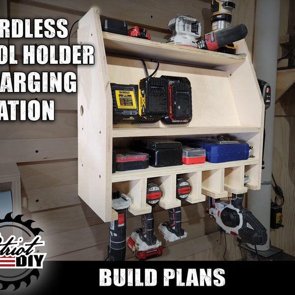 Drill Charging Station - DIGITAL BUILD PLANS / French Cleat Tool Holder / Cordless Tools / Tool Organizer