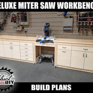 Deluxe Miter Saw Station Workbench DIGITAL BUILD PLANS / Woodworking / Miter Station Cabinets image 1