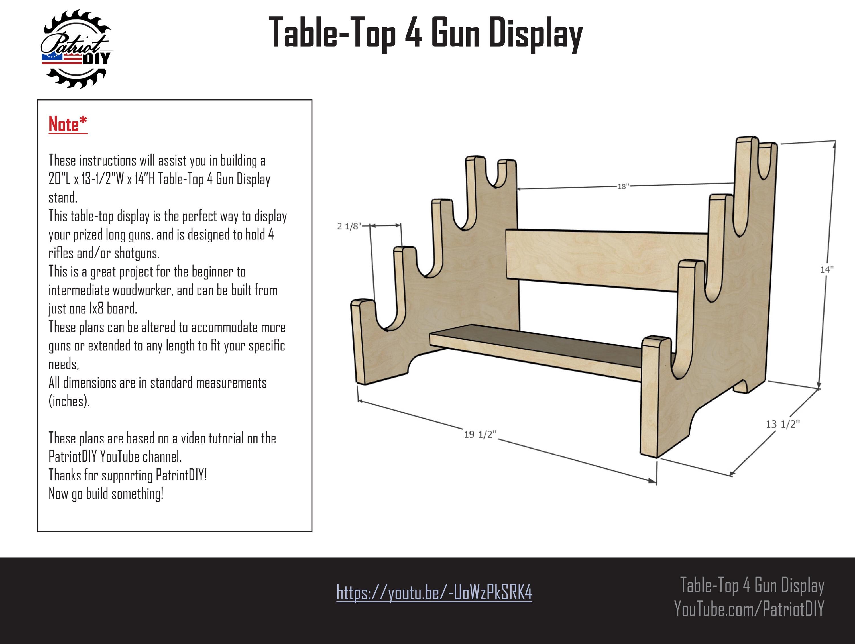 Table Top 4 Gun Display - DIGITAL BUILD PLANS / Woodworking / Gun Rack ...