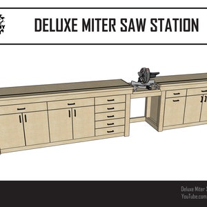 Deluxe Miter Saw Station Workbench DIGITAL BUILD PLANS / Woodworking / Miter Station Cabinets image 2