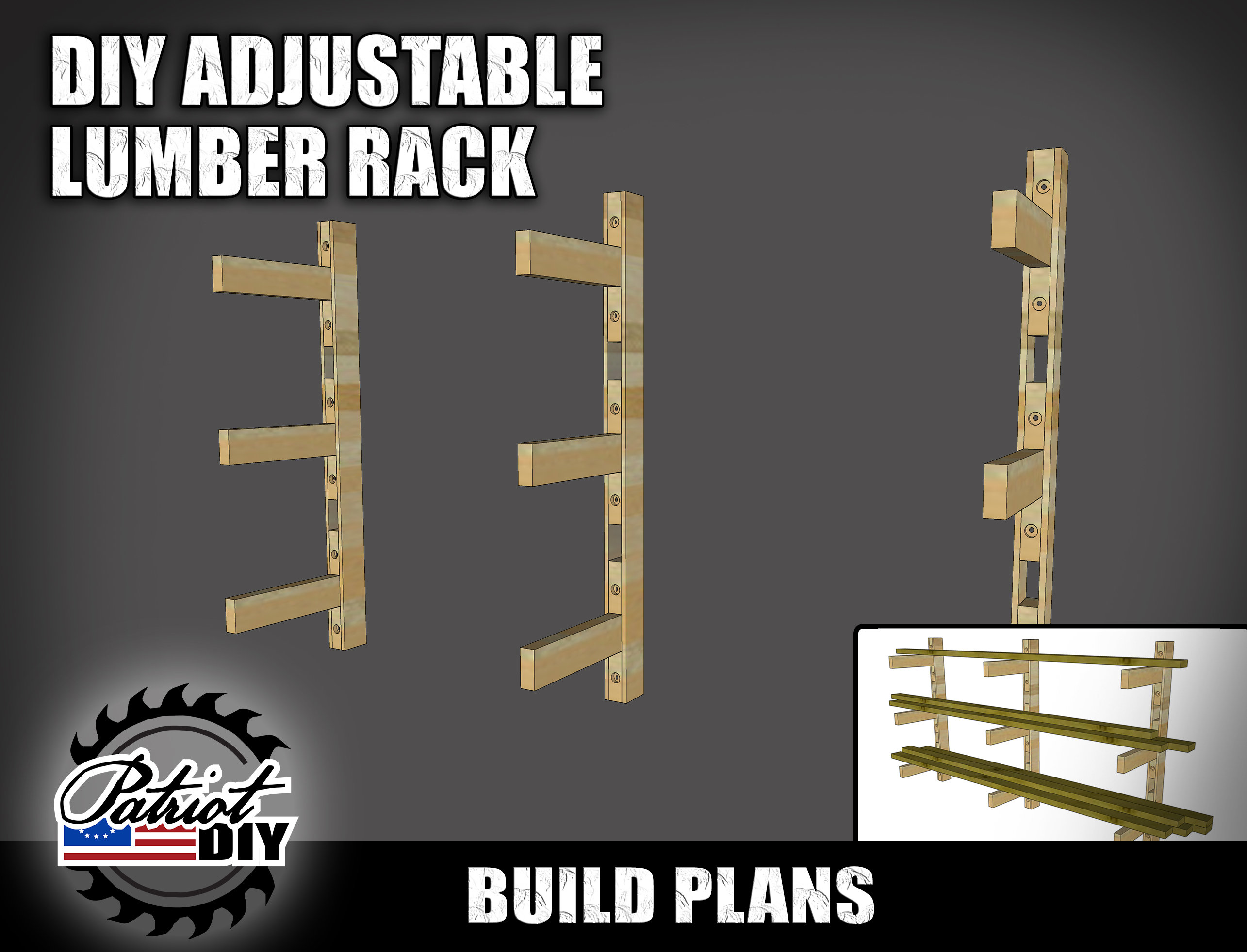 DIY Adjustable Lumber Rack Digital Build Plans / Woodworking 