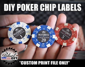 Diy Printable Poker Chip Labels PRINT FILE ONLY / 0.88" Poker Chip Stickers / Poker Chip Values