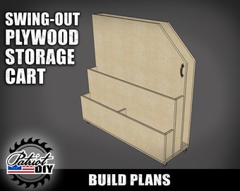 DIY Swing-Out Plywood Storage Cart - Digital Build Plans / Scrap Wood Cart / Woodworking Plans / Shop Organization